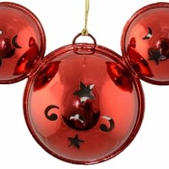 Disney Mickey Ears Icon Ornament - Mickey Mouse Metal Bell - Red