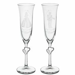 Disney Glass Flute Set - Personalizable Cinderella And Prince Charming By Arribas -- 2-Pc.