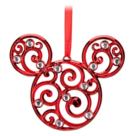 Disney Christmas Ornament - Bohemian Filigree Mickey Mouse - Red 3 Disney Christmas Ornament - Bohemian Filigree Mickey Mouse - Red