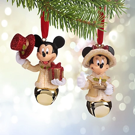Disney Christmas Ornament Set - Victorian Mickey And Minnie Bells 3 Disney Christmas Ornament Set - Victorian Mickey And Minnie Bells