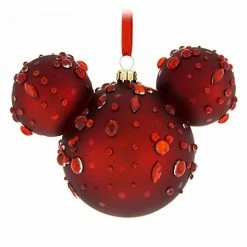 Disney Christmas Ornament - Mickey Mouse Icon - Red Ruby Gems