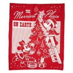 Disney Throw Blanket - Holiday Mickey & Minnie - Fleece