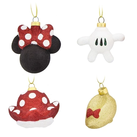 Disney Christmas Ornament Set - Minnie Mouse Body Parts - Set Of 4 3 Disney Christmas Ornament Set - Minnie Mouse Body Parts - Set Of 4