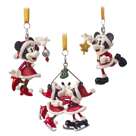 Disney Holiday Ornament Set - Turn Of The Century - Mickey And Minnie 3 Disney Holiday Ornament Set - Turn Of The Century - Mickey And Minnie