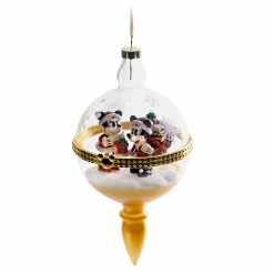 Disney Christmas Ornament - Santa Mickey & Minnie Mouse Glass Droplet