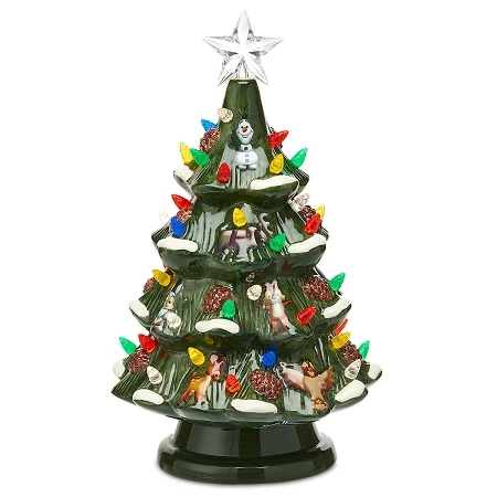Disney Holiday Tree Figure - Retro Ceramic - Light Up 3 Disney Holiday Tree Figure - Retro Ceramic - Light Up