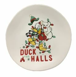 Disney Dessert Plate - Holiday Donald Duck - Duck The Halls