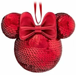 Disney Mickey Ears Icon Ornament - Minnie Mouse Sequined - Red