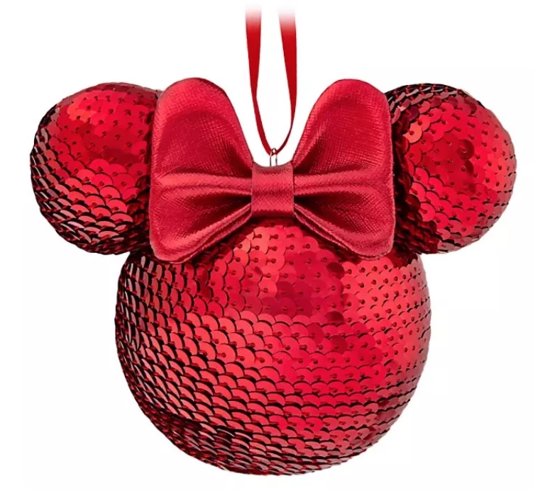 Disney Mickey Ears Icon Ornament - Minnie Mouse Sequined - Red 3 Disney Mickey Ears Icon Ornament - Minnie Mouse Sequined - Red