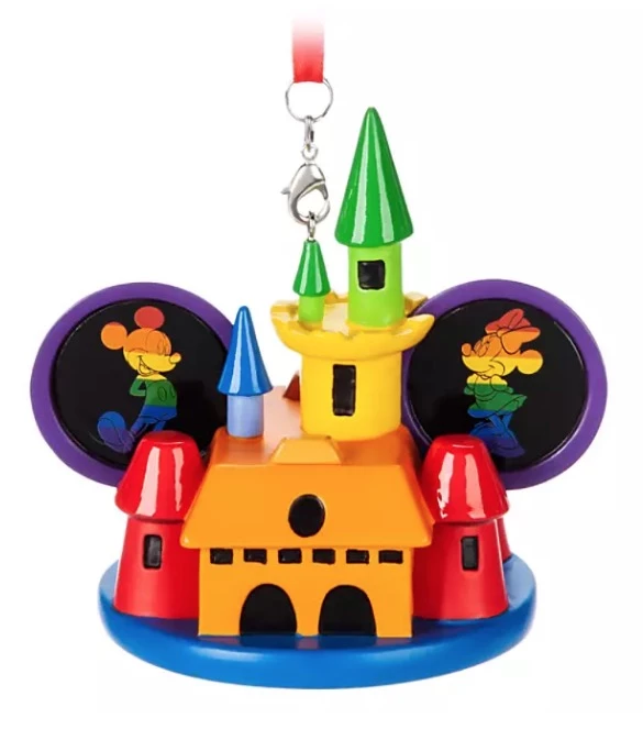 Disney Ear Hat Ornament - Rainbow Castle - Mickey And Minnie 3 Disney Ear Hat Ornament - Rainbow Castle - Mickey And Minnie