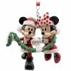 Disney Figurine Ornament - Mickey And Minnie Holding Garland