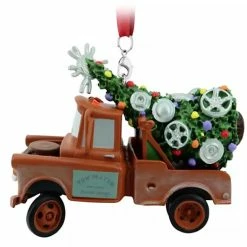 Disney Figurine Ornament - Tow Mater Hauling Christmas Tree - Cars