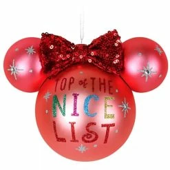 Disney Mickey Ears Icon Ornament - Minnie Mouse - Nice List
