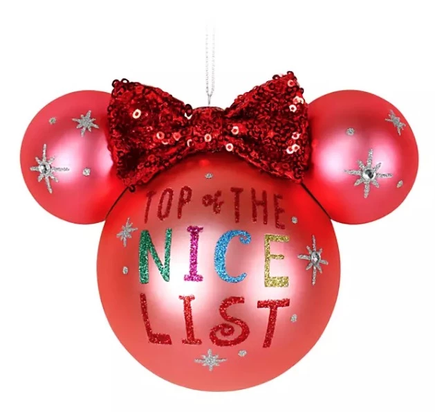 Disney Mickey Ears Icon Ornament - Minnie Mouse - Nice List 3 Disney Mickey Ears Icon Ornament - Minnie Mouse - Nice List