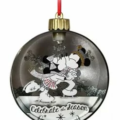 Disney Glass Ball Ornament - Mickey & Minnie Light-Up - Silver & Gold
