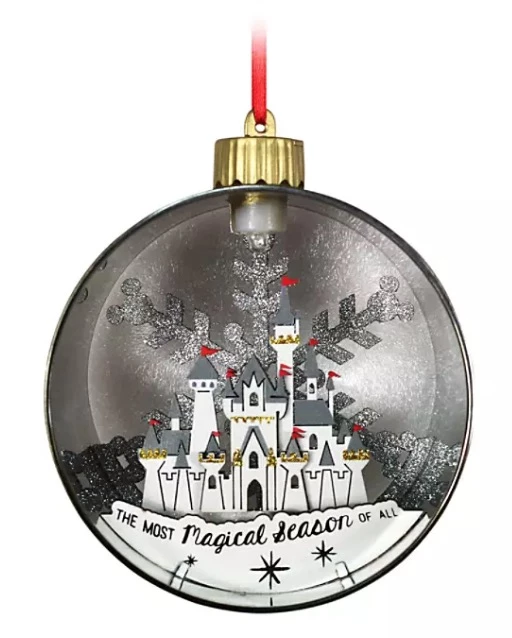 Disney Glass Ball Ornament - Fantasyland Castle Light-Up - Silver & Gold 3 Disney Glass Ball Ornament - Fantasyland Castle Light-Up - Silver & Gold