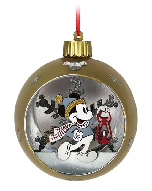 Disney Glass Ball Ornament - Mickey Mouse Light-Up - Silver & Gold 3 Disney Glass Ball Ornament - Mickey Mouse Light-Up - Silver & Gold