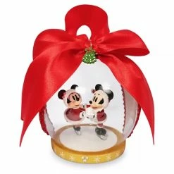 Disney Dome Ornament - Santa Mickey And Minnie Scene - Vintage