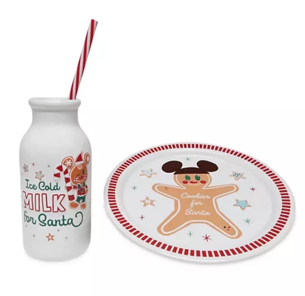 Disney Plate And Bottle Set - Mickey Milk And Cookies For Santa 3 Disney Plate And Bottle Set - Mickey Milk And Cookies For Santa