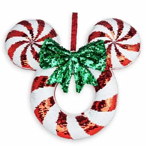 Disney Door Hanger - Holiday Mickey Peppermint - Sequined