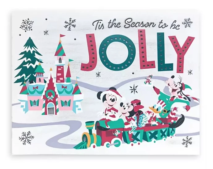 Disney Light Up Sign - Holiday Mickey And Friends - Jolly 3 Disney Light Up Sign - Holiday Mickey And Friends - Jolly