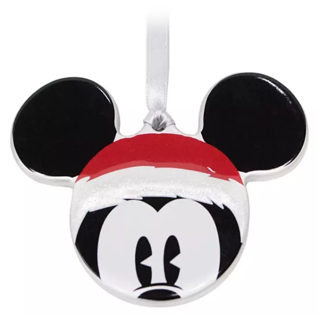 Disney Disc Ornament - Santa Mickey Mouse Icon - Ceramic 3 Disney Disc Ornament - Santa Mickey Mouse Icon - Ceramic