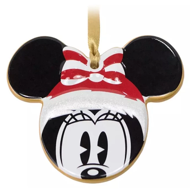 Disney Disc Ornament - Santa Minnie Mouse Icon - Ceramic 3 Disney Disc Ornament - Santa Minnie Mouse Icon - Ceramic