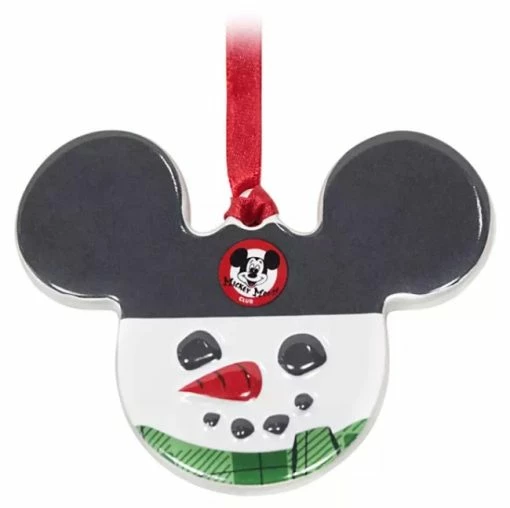 Disney Disc Ornament - Mickey Icon Snowman - Ceramic