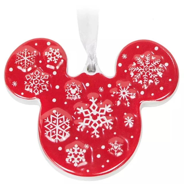 Disney Disc Ornament - Mickey Icon Snowflake - Ceramic 3 Disney Disc Ornament - Mickey Icon Snowflake - Ceramic