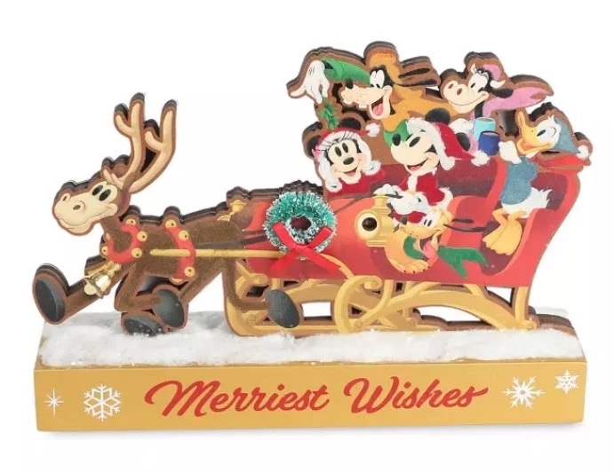 Disney Wood Figure - Santa Mickey And Friends Sleigh - Merriest Wishes 3 Disney Wood Figure - Santa Mickey And Friends Sleigh - Merriest Wishes