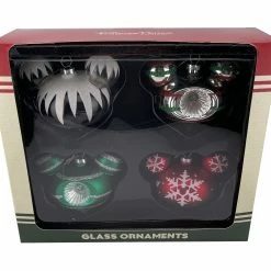 Disney Ornament Set - Glass Mickey Mouse Icon - Set Of 4